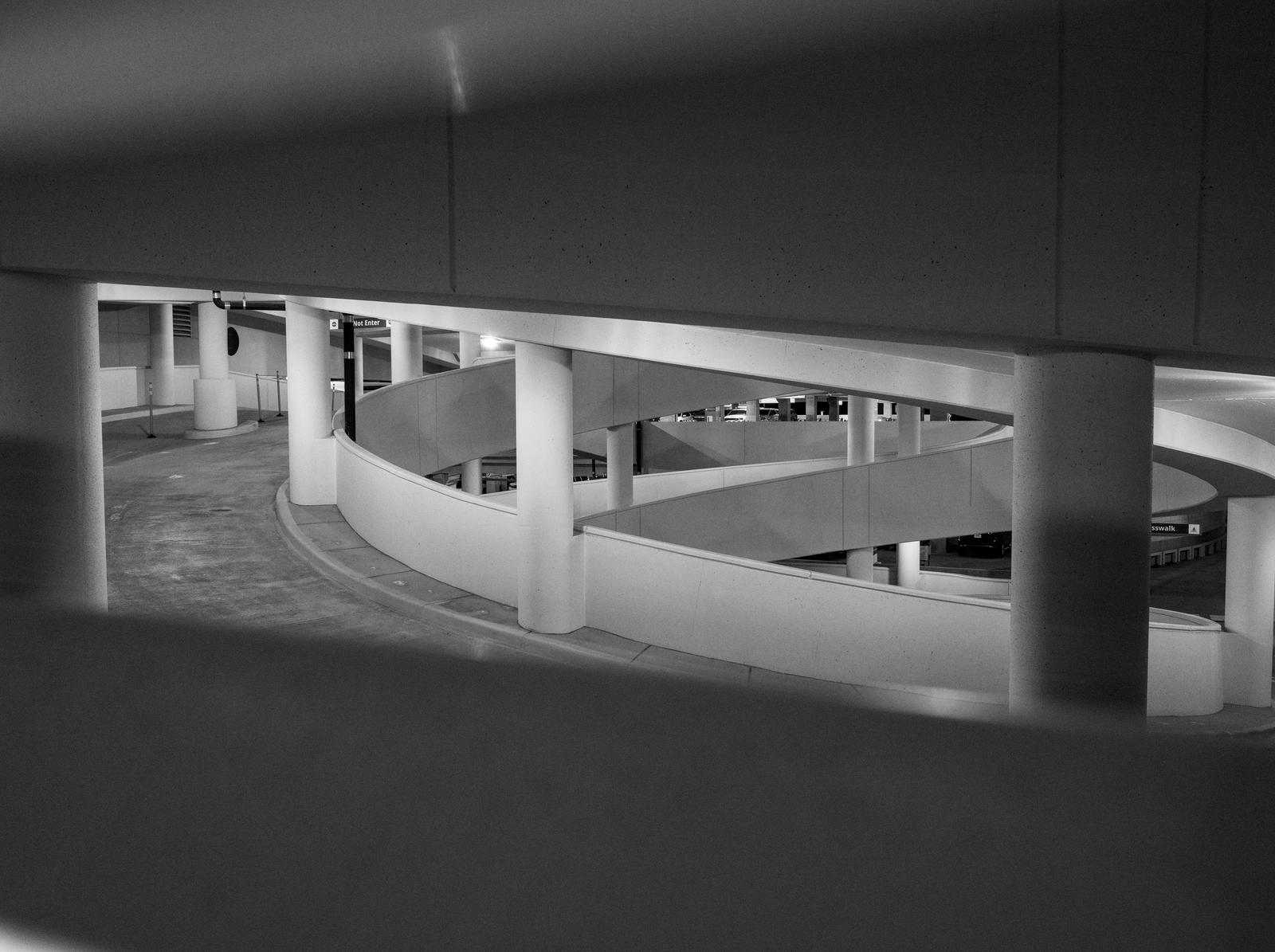 The spiral section of the parking garage at Greenville, SC Airport
