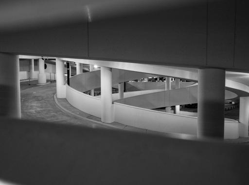 The spiral section of the parking garage at Greenville, SC Airport