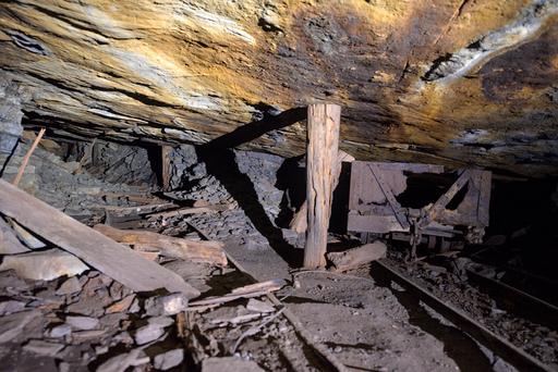 Taken in an abandoned coal mine. At this point, the main slope splits into two. 2024 Nittany Grotto Caving Club photo contest submission and first place winner.