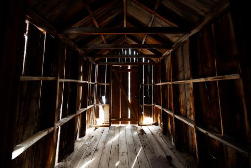 Light seeps into the entryway.