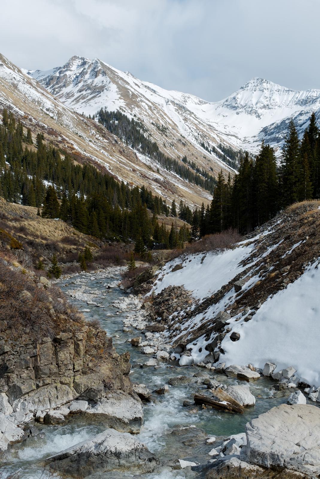 The Animas river flows through the ghost town of Animas Forks, CO.
